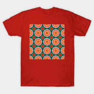 red orange green moroccan tile pattern T-Shirt